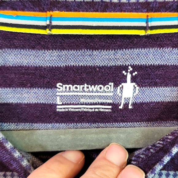 SMARTWOOL 100% MERINO WOOL 250 MIDWEIGHT BASE LAYER PURPLE STRIPE, SZ LARGE - Picture 7 of 13